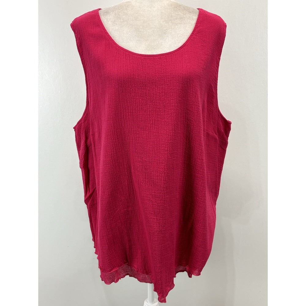 Soft Surroundings Gauze Layered Tank Top Shirt Sz 2X Plus Pink Beach Sleeveless